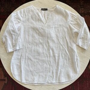 Vintage Y2k Women's‎ 100% Cotton Solid White Blouse Boho Peasant Cottage Core